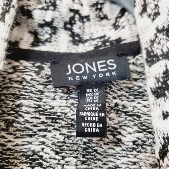 Jones New York Black and White Leopard Print Cardigan - Picture 5 of 7